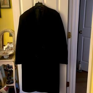 Marc Jeffries Black Wool Double Breasted Overcoat. Size 44XL